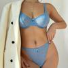 Sexy underwear French ultra-thin flocking printed mesh sex underwear big chest small anti-sagging bra cover