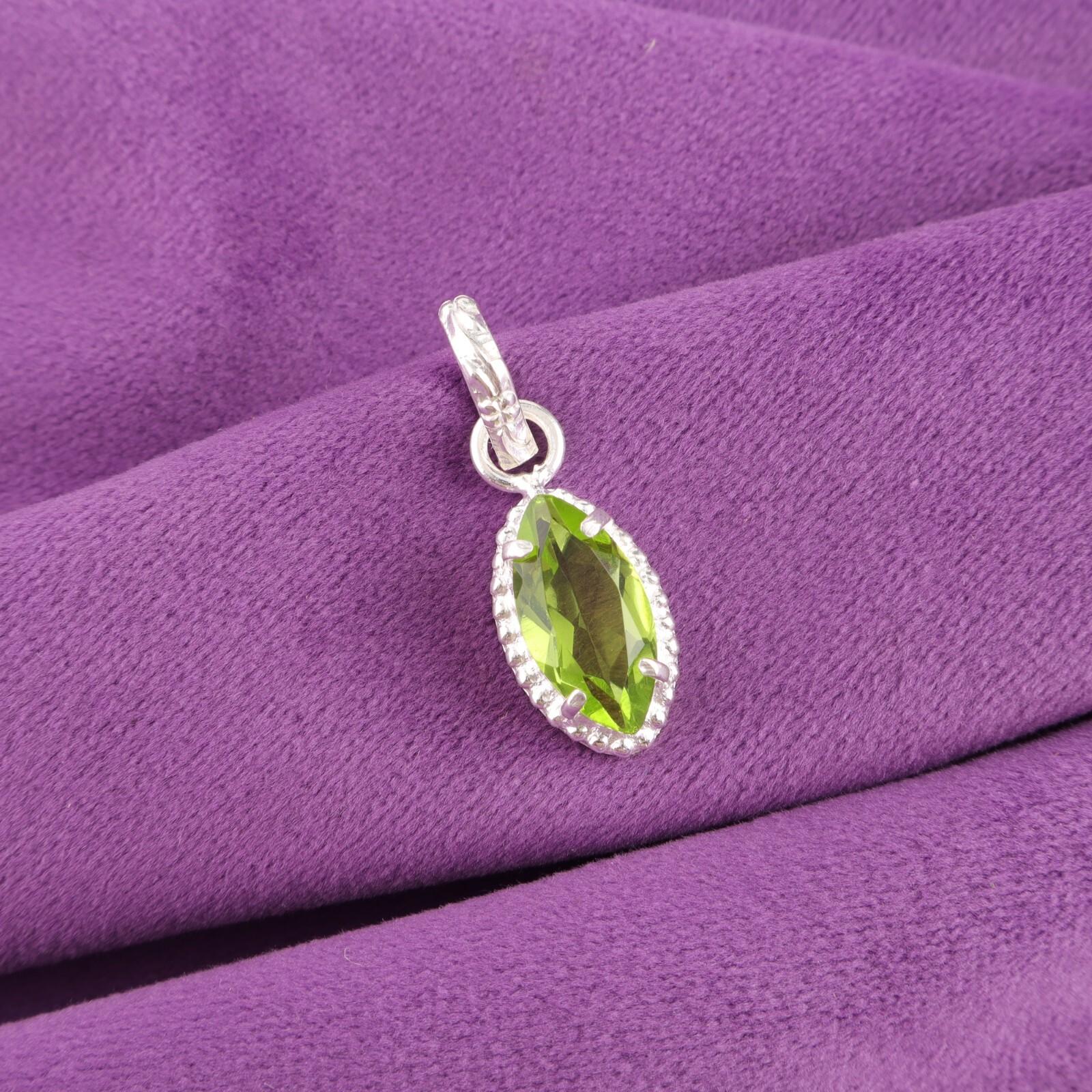 

Peridot Stone Anniversary Gift Sisters Day Boho Pendant Jewelry Sterling Silver PP-59-7