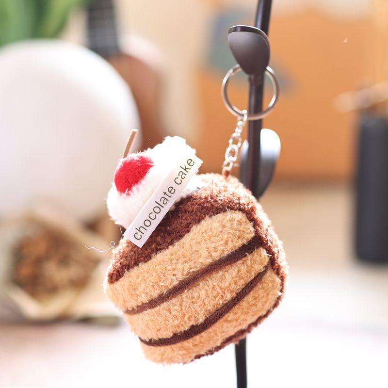 Cute Cartoon Cake Plush Toy Keychain Soft Stuffed Doll Keyring Bag Pendant Lovely Hanging Decoration Girl Gifts