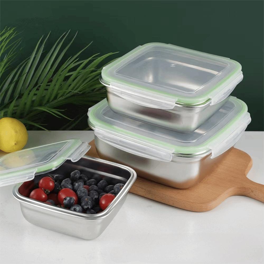 304 Stainless Steel Square Fresh-keeping Box Leak-proof Food Storage Container  Preparing Meals