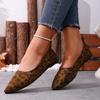 European and American Shallow Mouth Square Head Flat Sole Single Shoes Women's Foreign Trade Work Shoes Retro Leopard Print Suede Large Size