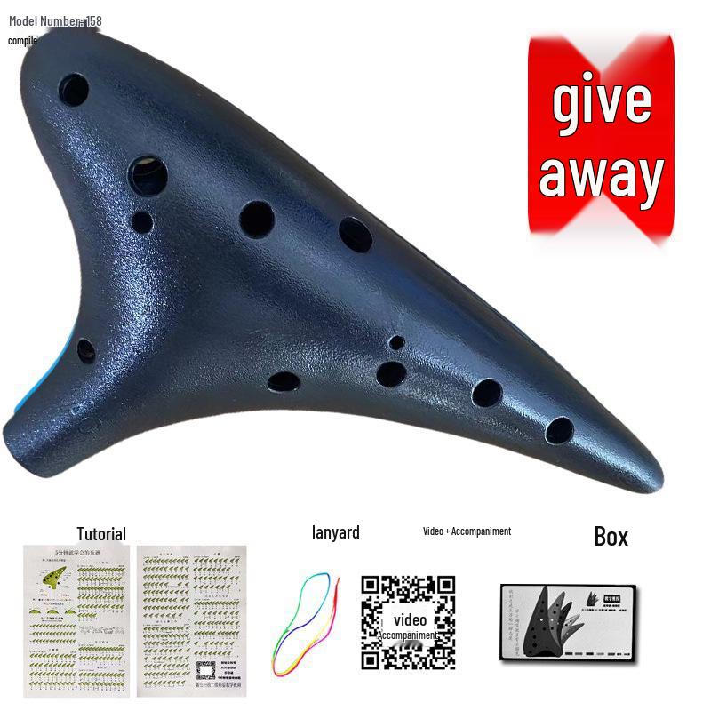 12-Hole Resin Ocarina AC Key, Drop-Resistant, Perfect for School Students, Mini Plastic Alto C. чёрный