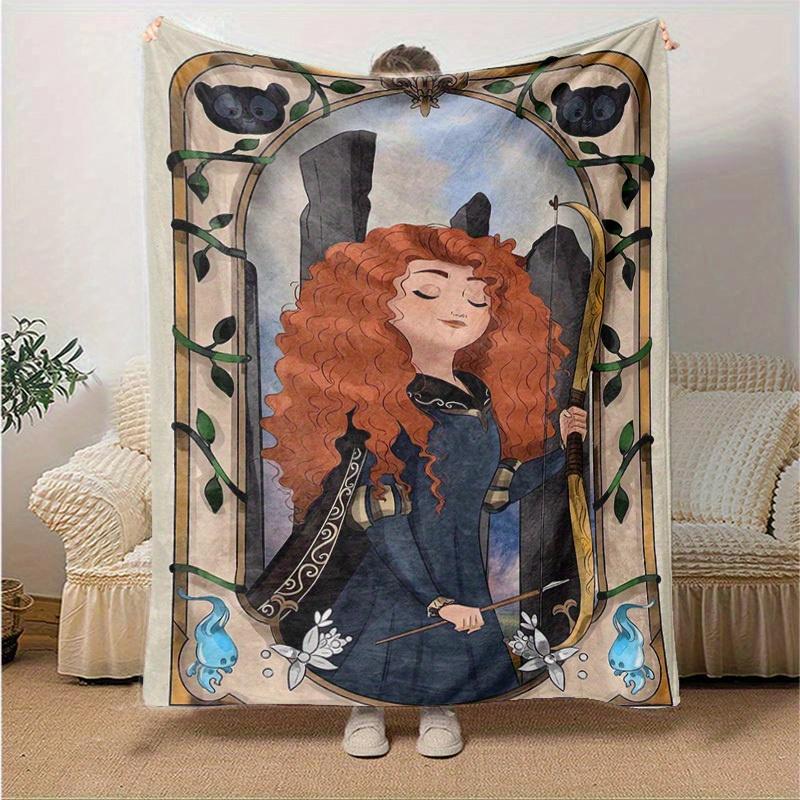 1pc, Merida Inspired Home Decor Blanket Perfect for Couch, Bed, Travel, Camping, Car, Beach, Office Nap Soft Flannel Throw with Fantasy