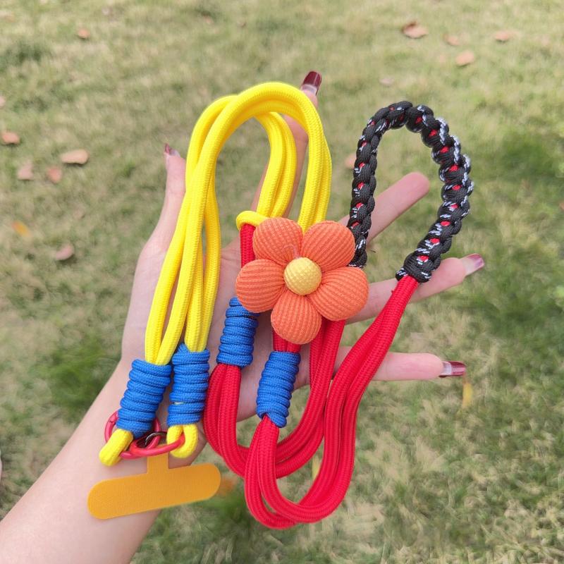 Universal Cartoon Flower Phone Lanyard Durable Crossbody Long Rope Adjustable Neck Strap for Outdoor Activities Gift