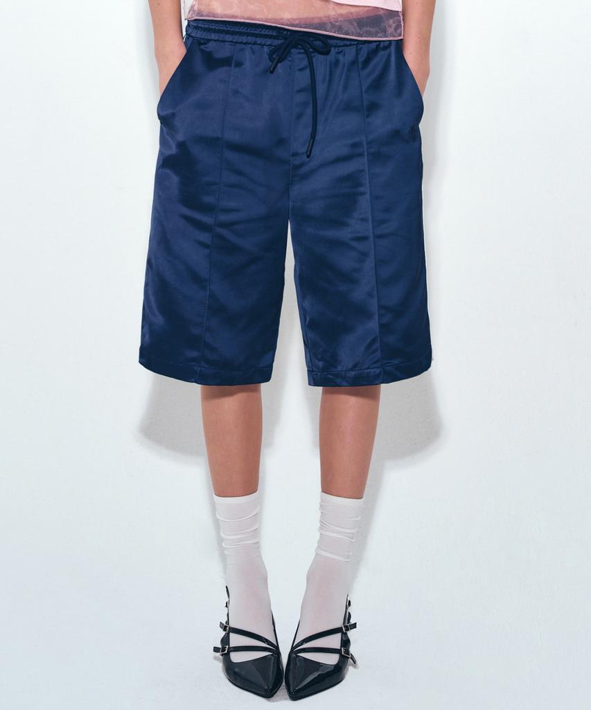 Nigaennikol Double Line Satin Half Pants_Navy