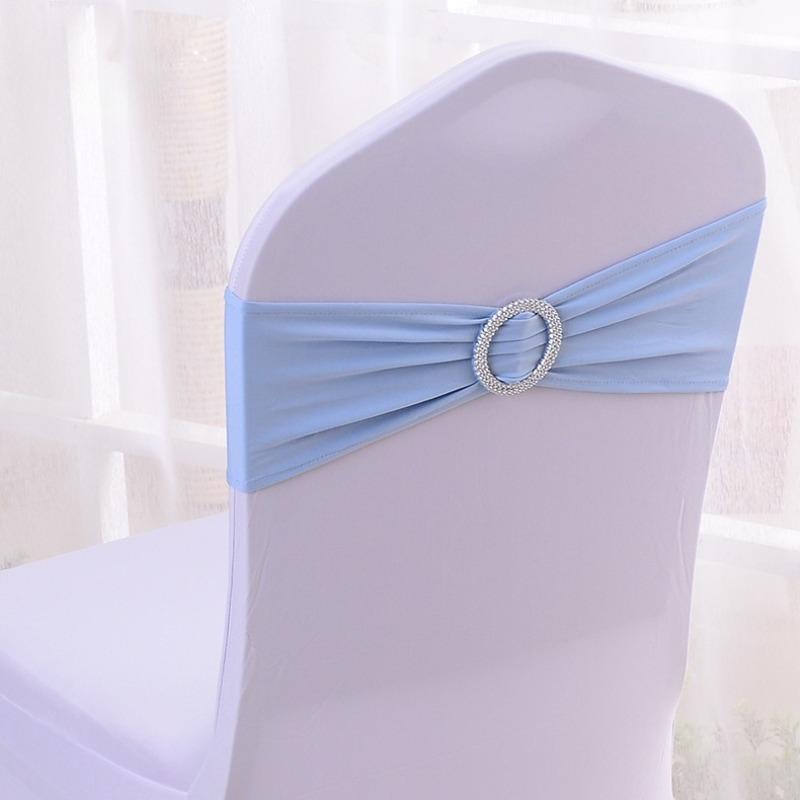 Wedding Decoration Birthday Party Chair Cover Elastic Hoop Bow Tie Elastic Fabric with Circular Buckle Suitable for All Banquet Chairs in The Hotel