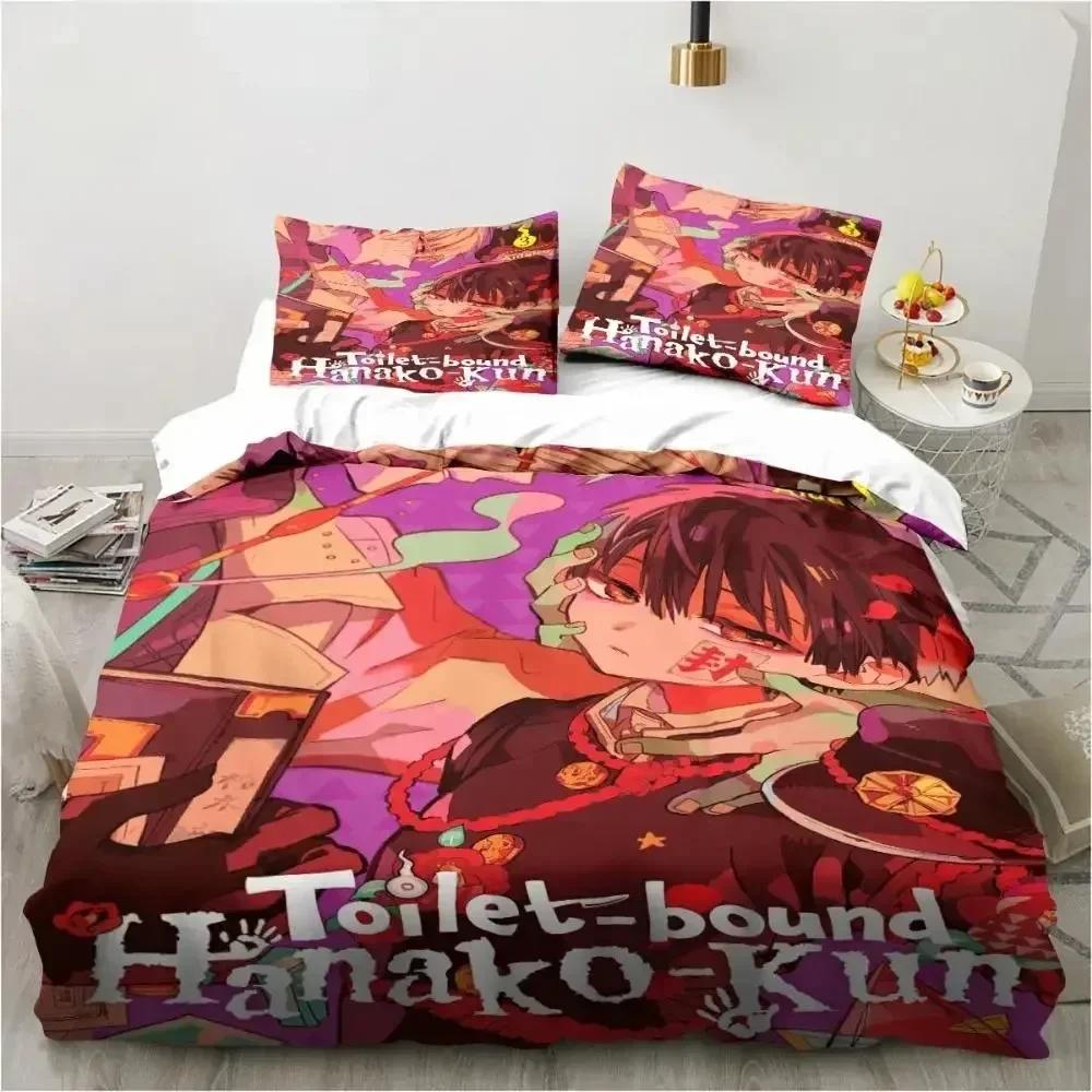 Modisches Anime Toilet-Bound Hanako-Kun 3D-Druck Bettwäscheset Bettbezüge Kissenbezüge Steppdecke Bettwäscheset Bettwäsche Bettwäsche