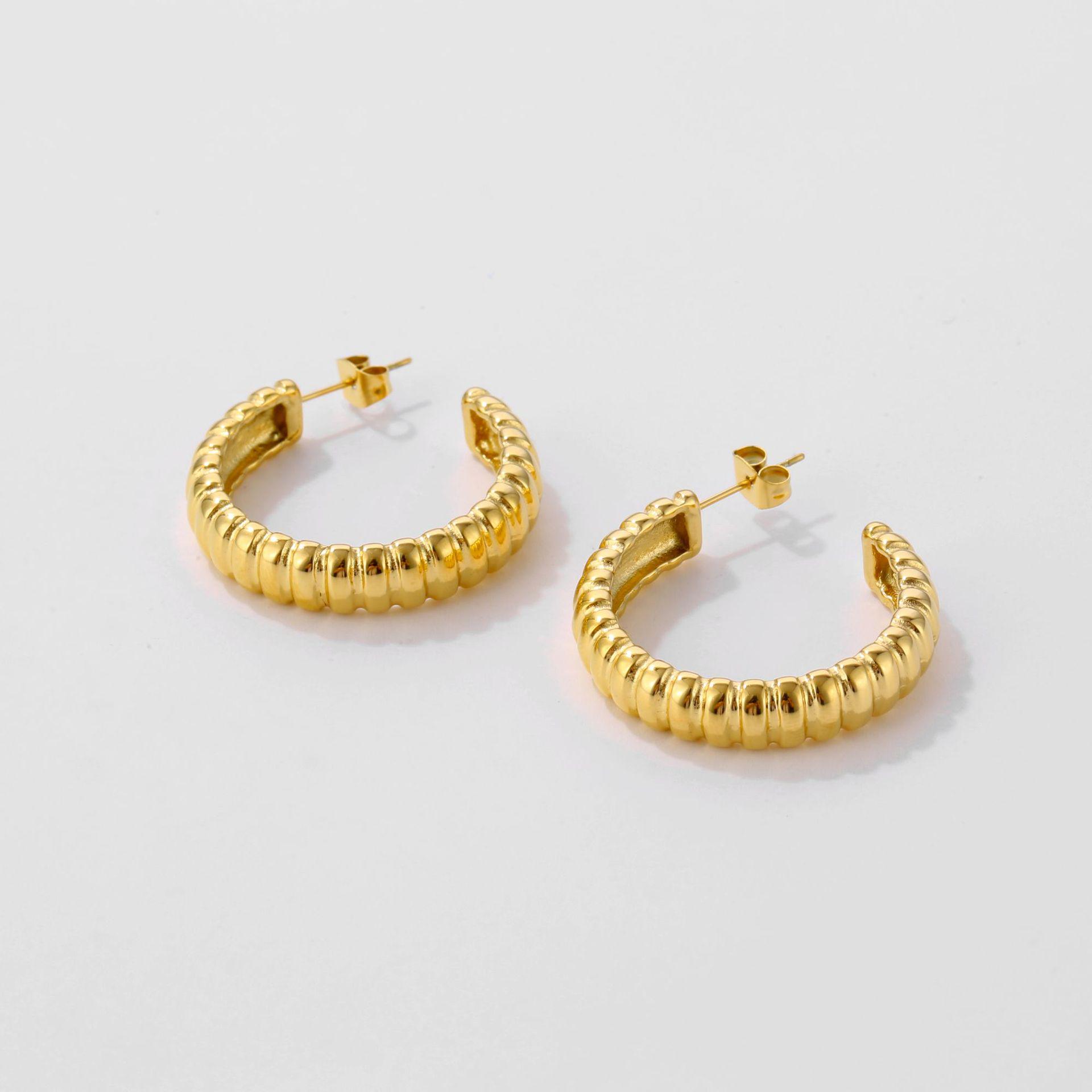 

Ретро C-образные серьги из нержавеющей стали с 18-каратным золотым покрытием для женщин 18K золотой