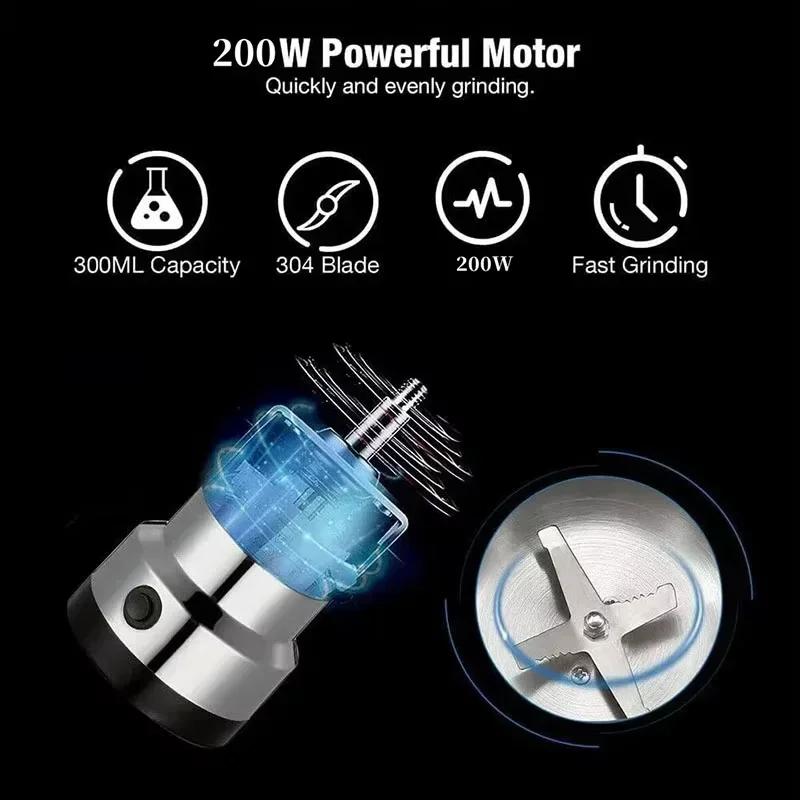 150W Electric Coffee Grinder, Ultra-fine Powder Mill Dry Wet Multi-function Stainless Steel Crusher for Kitchen Spices Nuts