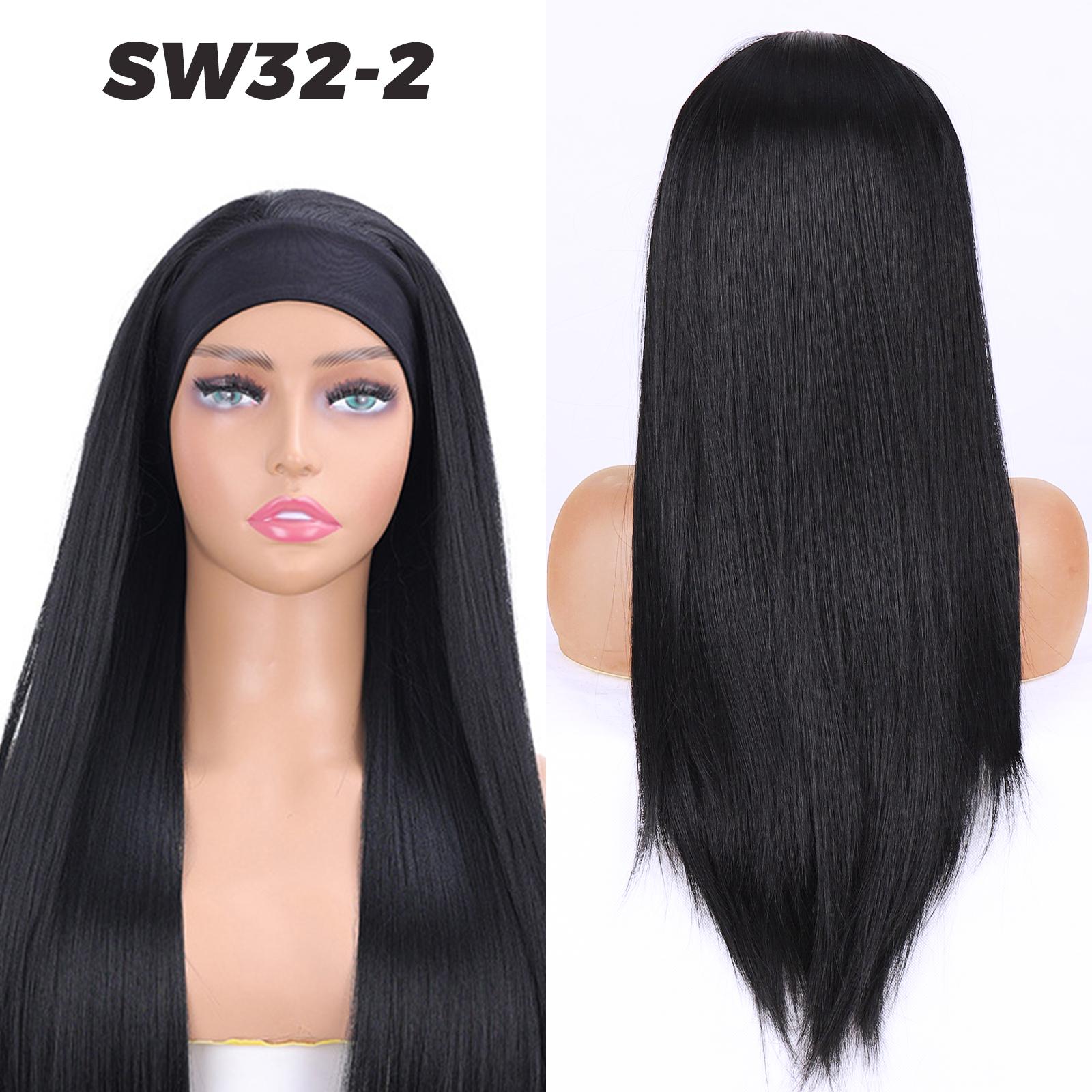 

Женские парики с повязкой на голову, черные/коричневые длинные прямые парики с повязкой на голову, синтетические парики с повязкой на голову премиум-класса, натуральные парики с повязками на голову и париком