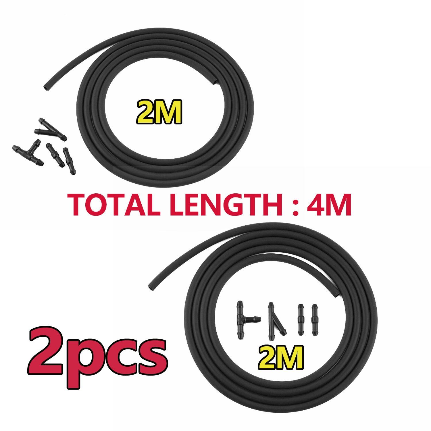2pcs 2m Windshield Wiper Washer Nozzle Hose Kit Universal Fluid Tube W/Connector