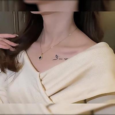 Four Leaf Clover Pendant Necklace Zircon Fashion Women's Retro Girls Retro Jewelry Gift