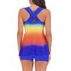 2Pcs/Set Backless Swimsuit Sexy Plus Size Rainbow Print Tankini Set for Beach