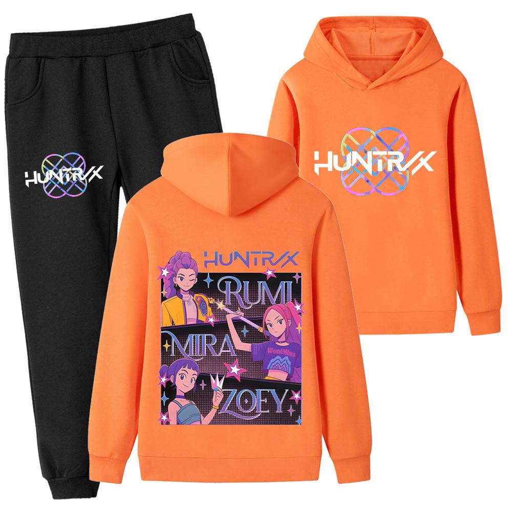 PB1225-2 Kids Boys Girls Kpop Mira Zoey Rumi Double-sided Print Long Sleeves Hoodie Pants Trousers Clothes Sets