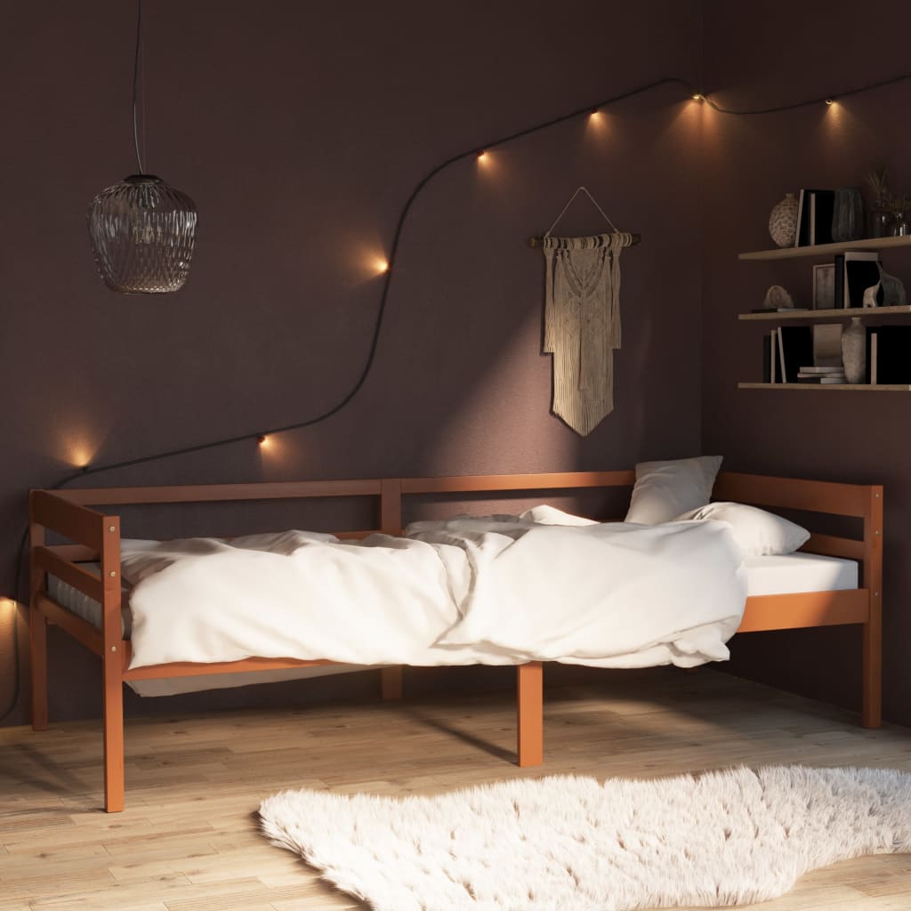 Vidaxl Bed Frame, Honey Brown, Solid Pine Wood, 90 X 200 Cm
