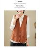 Women's 2026 Spring Retro Distressed V-Neck Button Vest, Short Artistic Cotton Linen Waistcoat, Solid Color Outerwear.