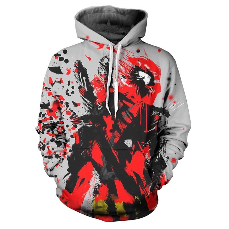Men's Deadpool Sweatshirts Long Sleeve Hooded Coat Pullover Hoodies With Superhero Design