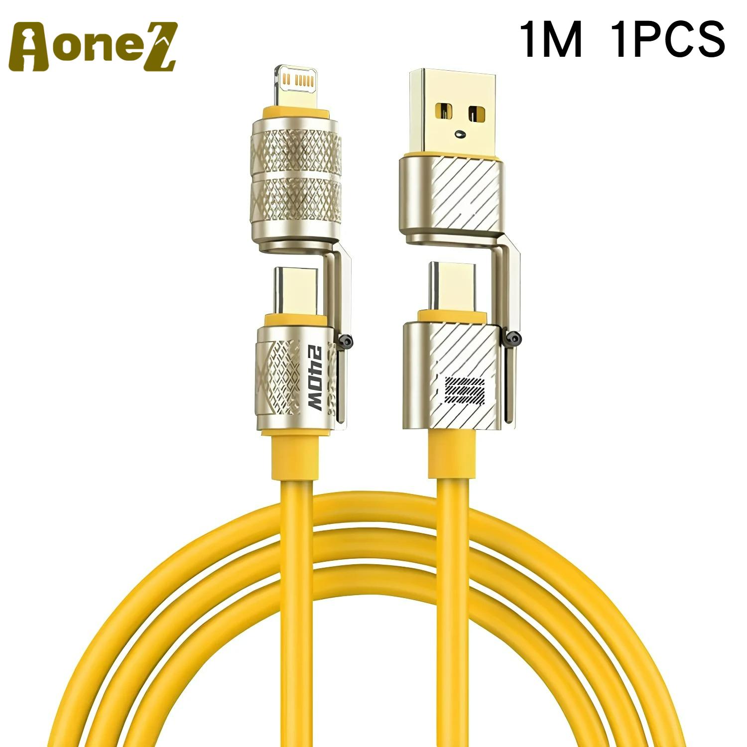 

240w USB-C 4IN1 Fast Charger Cable for IPhone Usb Type C Fast Charging for IPhone Xiaomi Samsung PD 2-in-2 Data Cable USB Cable 1m