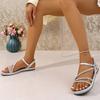 Fashion 2025 New Summer Fashion Sandals Round Head Open Toe Sexy Water Diamond Simple and Versatile Women's Flat Bottom Beach Sandals