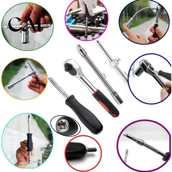 Ratchet Wrench Kit Professional Socket Set, Cr-V Steel Alloy Ratchet/Hex Multi-Bit Tool Set with Portable Storage Case for Home Maintenance