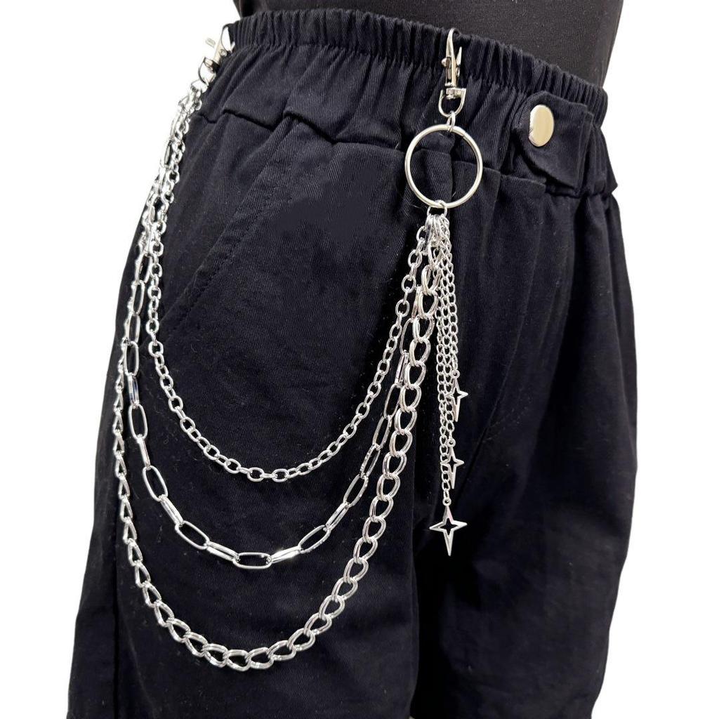 New European-American Punk Star Waist Chain: Women's Multi-Layer Hollow Metal Chain Jewelry