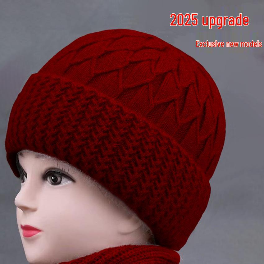 Women's Knitted Winter Hat with Velvet Lining & Ear Protection for Elderly