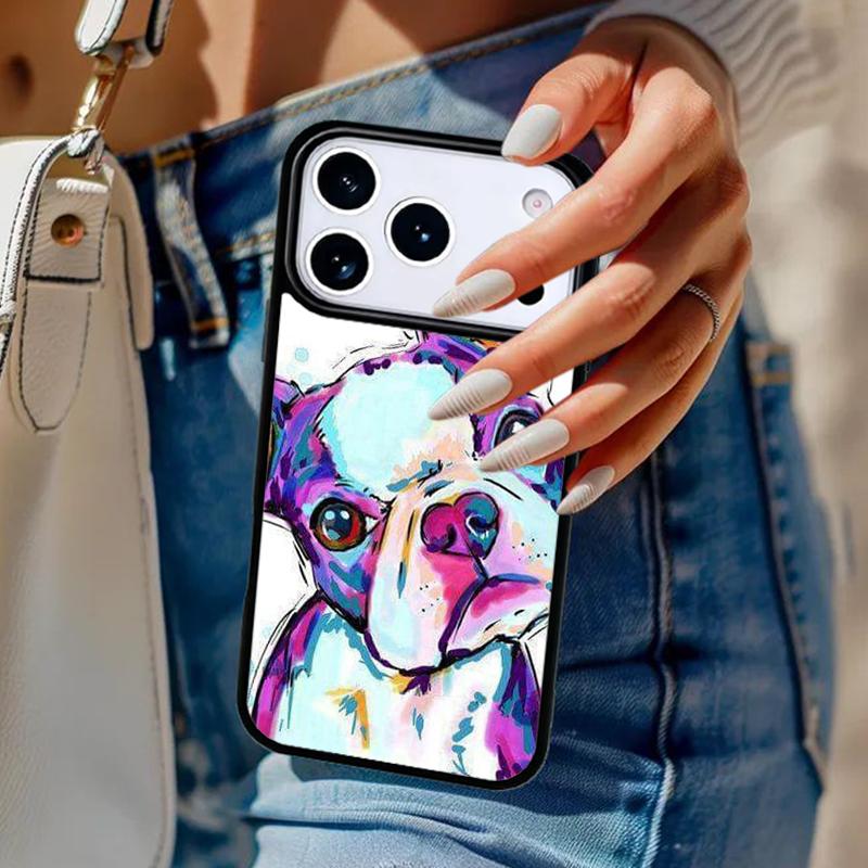 Boston Terrier Dog Faces Phone Case For iPhone 17 Air 14 15 13 12 Max Cover For Apple 14 15 16 16e 11 Pro Max Plus Coque