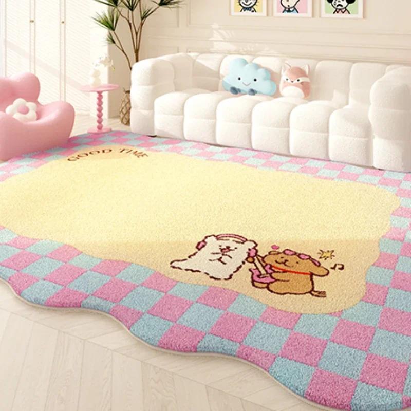 

Dopamine Color Carpets For Living Room Girly Style Bedroom Decor Rug Irregular Shaped Pink Plush Carpet Cute Fluffy Soft Mat 80x120cm