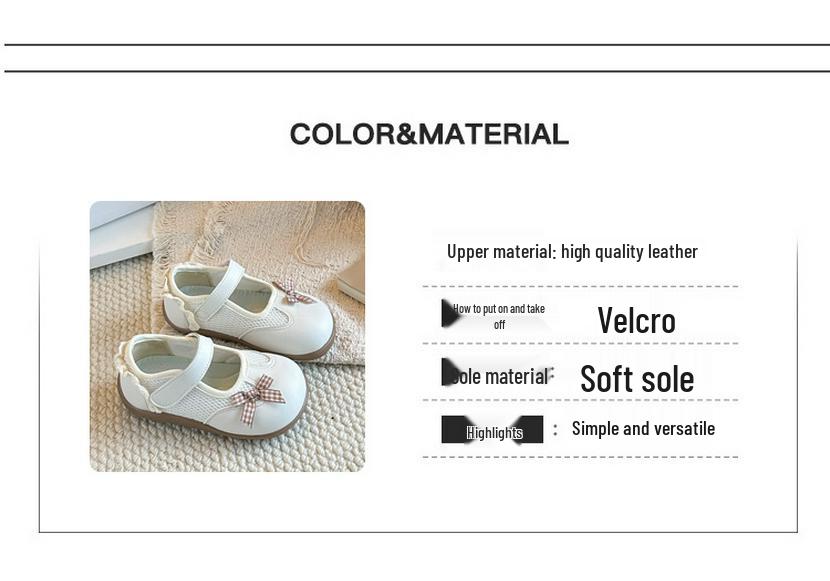 Girls' 2026 Spring White Leather Princess Loafers - Korean Style Soft Sole Low-Cut Shoes