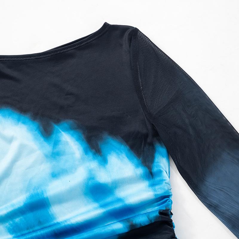 Women's Fall Casual Comfortable Printed Slim Long Sleeve Shrunken Short Dress