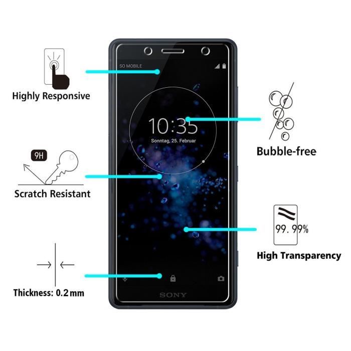 Screen Protector Film - Phonillico® - Sony Xperia XZ2 COMPACT - Pack of 3 - Ultra-resistant - Anti-scratch
