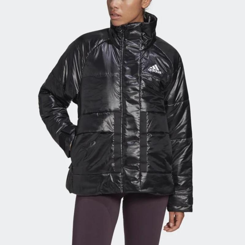 adidas Lockere Winddichte Warme Sport-Baumwolljacke mit Stehkragen für Damen Jacken Schwarz FT2549