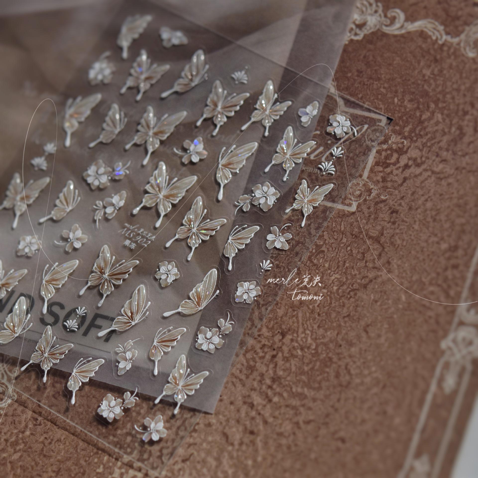 Tomoni & Moshiguo Luxury Gold Butterfly Cross Nail Art Stickers