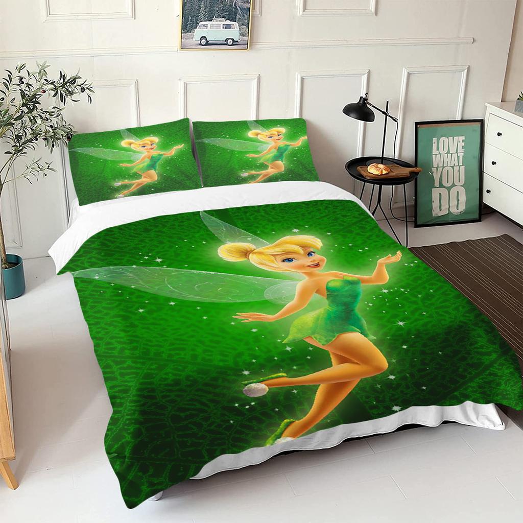 Kreslený anime povlak na přikrývku Zvonilka 100% polyester Šetrný k pokožce Prodyšný Roztomilý potisk Přikrývka Ložní prádlo