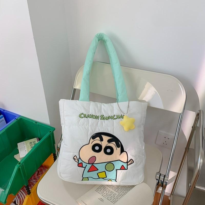 Fashion Cartoon Down Cloth Handbag Bag Four-color Shoulder Bag Cute Soft Cute Cat Tote Bag Large-capacity Bag