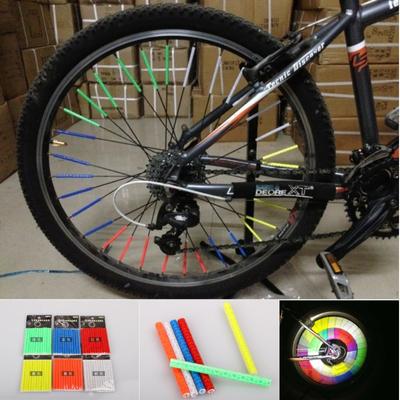 12Pcs Tube Warning Cycling Bicycle Mountain Bike Riding Wheel Rim Spoke Mount Clip Tube Warning Light Strip Reflector Reflective