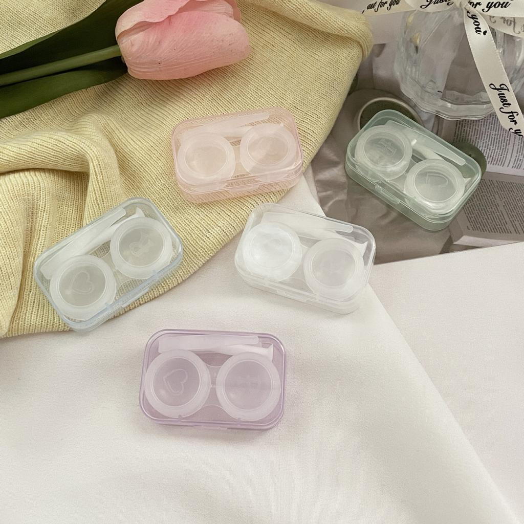 1pc Candy Color Minimalist Transparent Contact Lens Box Girls Contact Lens Case Companion Box Portable Contact Lenses Case