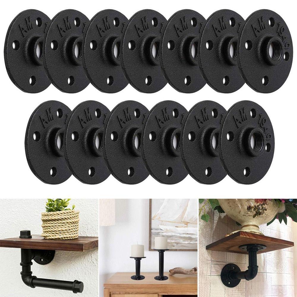 New Painted Floor Flange Black Industrial Vintage style Iron Pipe Flange With Threaded Hole Pipe Fittings Home