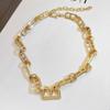 Exaggerated Personality B Letter Necklace Female Trend Metal Wind Collarbone Chain Thick Sweater Chain Hip Hop Style Accessories