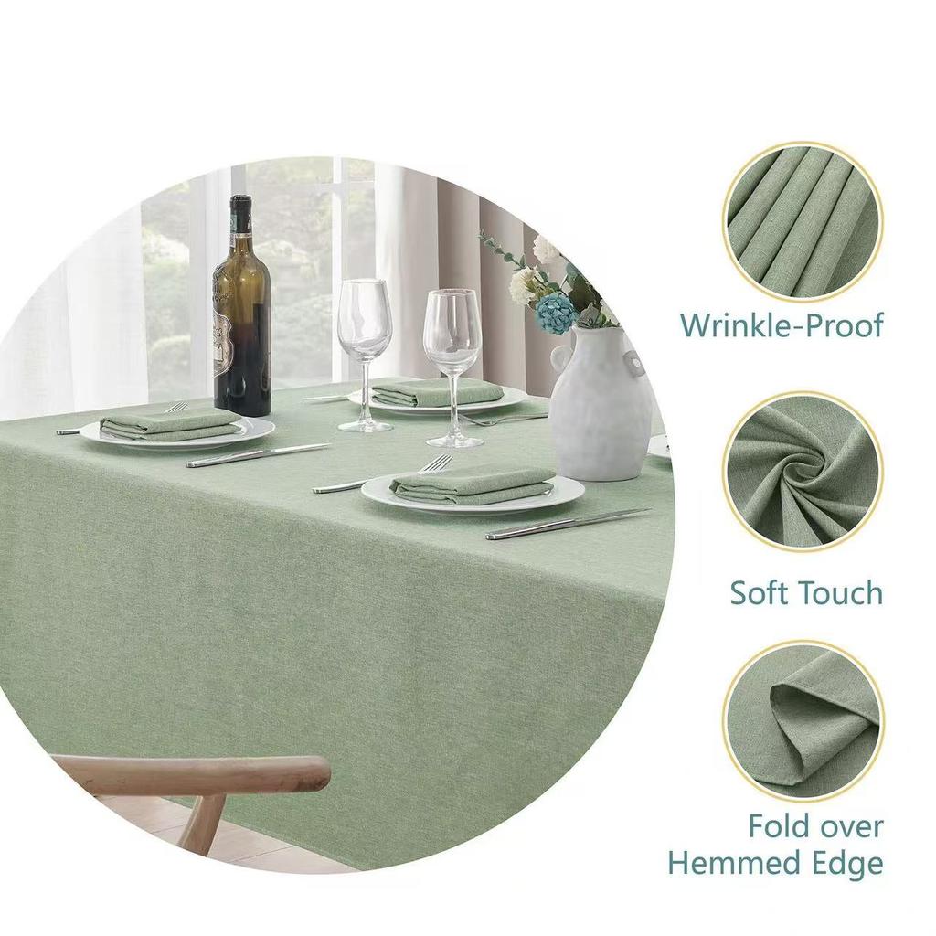 Rectangle Tablecloth Linen Textured Waterproof & Stain Resistant Table Cloth Wrinkle Free Decorative Fabric Farmhouse Table Cover