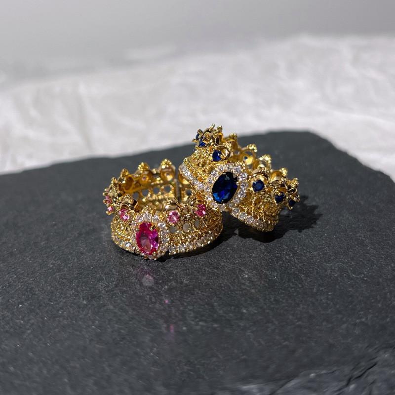 Exquisiter geometrischer Stil Verstellbarer offener Ring mit bunten Zirkonia-Steinen für Damen