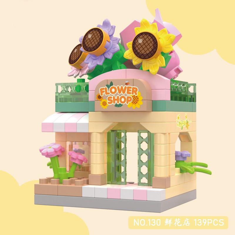 Children Compatible Mini Small Particle Building Model Changeable Street Scene Puzzle Assembly Small Building Block Toy