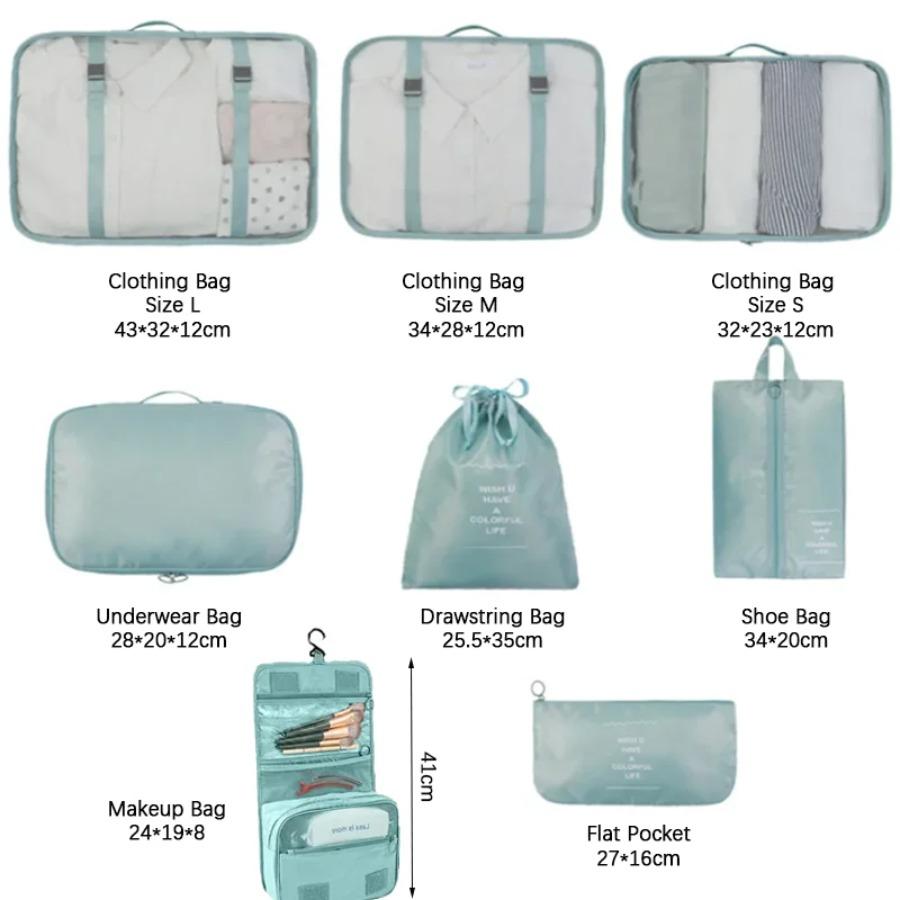 4/7/8 Piece Set Travel Bag Organizer Clothes Luggage Travel Organizer Blanket Shoes Makeup Organizers Bag Suitcase Pouch Packing Cubes
