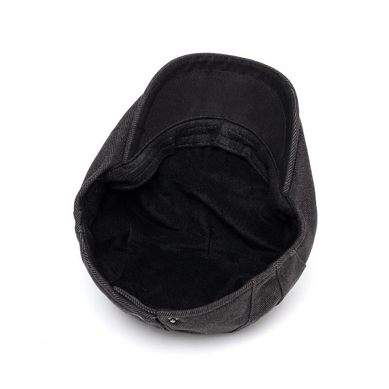Winter Warm Forward Cap Men's Velvet Thick Cap Woolen Beret Solid Color British Newsboy Cap