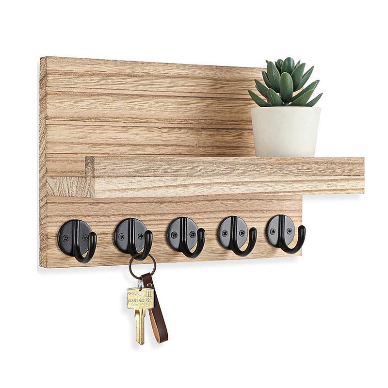 Wooden Wall-Mounted Key Holder and Envelope Magazine Rack - Home Decor and Storage