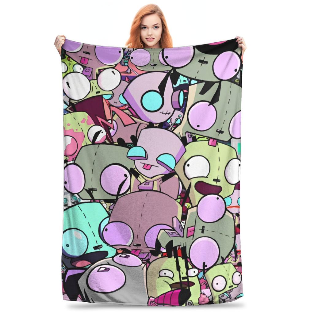 Invader Zim Gir Dib Robot Blankets Flannel Textile Decor  Portable Super Soft Throw Blanket for Bed Car Bedspread