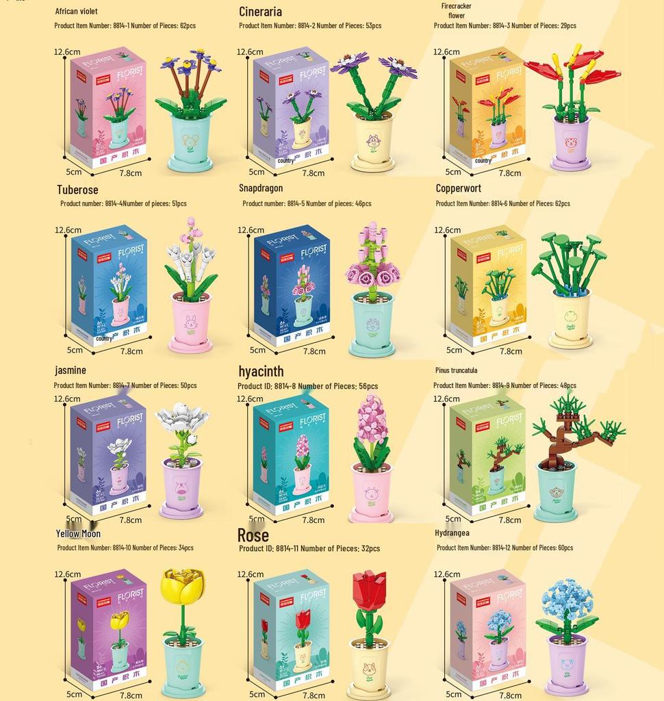 Eternal Flower Building Blocks - Compatible Lego Educational Toy for Kids, Office Decor, and Gifts