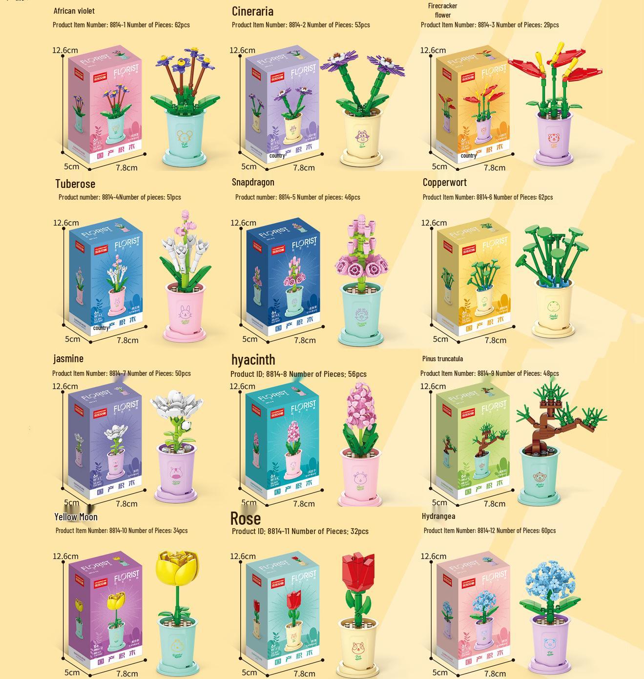 

Вечные цветы - Конструктор, совместимый с Lego, развивающая игрушка для детей, декор для офиса и подарки Boxed