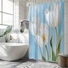 Tulip Bath Curtain In Gold Color Washable Dirt-Resistant Shower Curtain Shower Head Waterproof Polyester Bath Curtain
