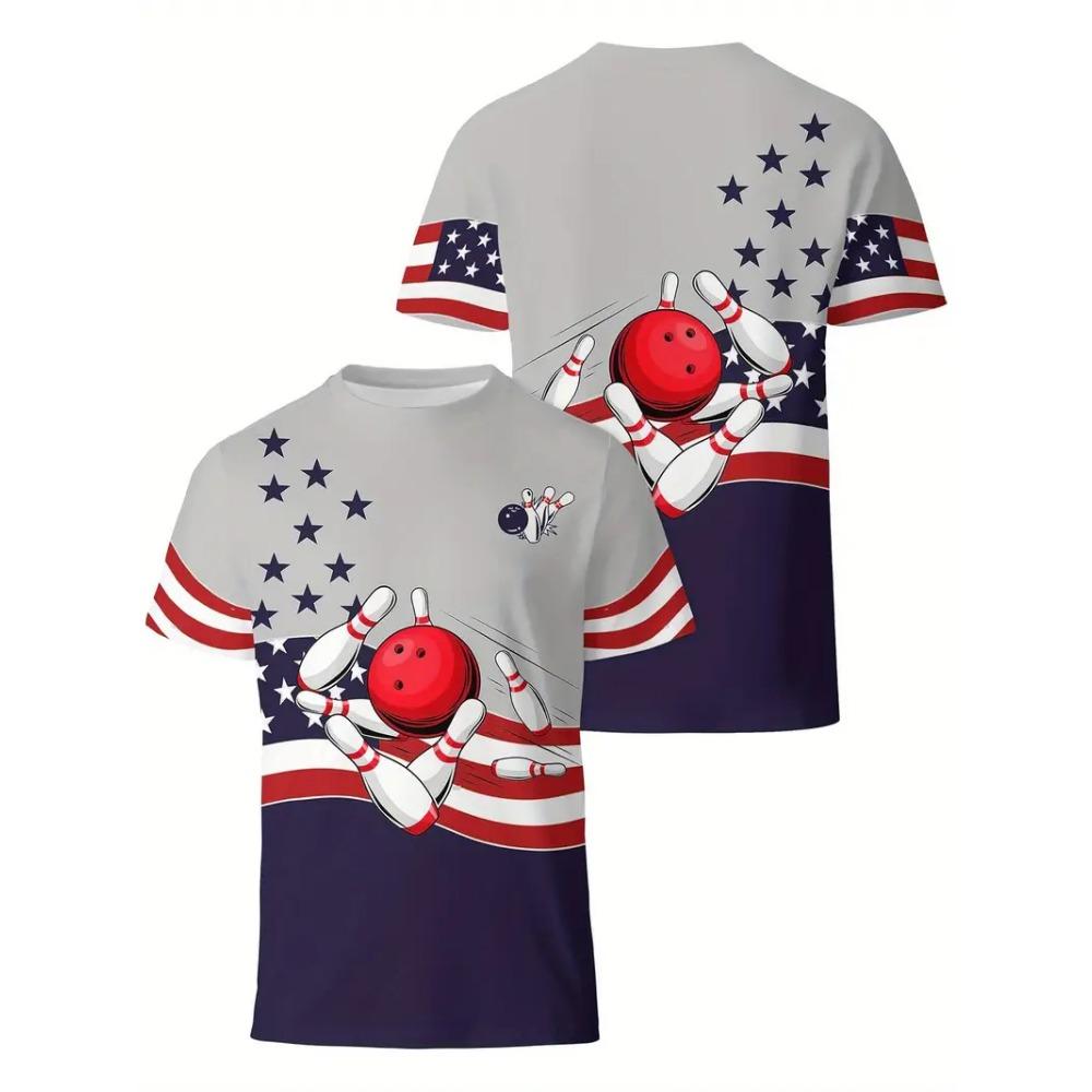 T shirt 3D Print Men's Bowling Lovers Sport Tees Casual Plus Size Unisex Top Summer Street Youth Man Clothing